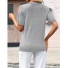 image:imageZeagoo Womens Short Sleeve Sweaters 2026 Summer Lightweight V Neck Pullover Tops Dressy Business Casual Blouses ClothesLight Gray