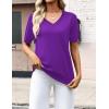 image:imageZeagoo Womens Short Sleeve Sweaters 2026 Summer Lightweight V Neck Pullover Tops Dressy Business Casual Blouses ClothesPurple
