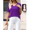 image:imageZeagoo Womens Short Sleeve Sweaters 2026 Summer Lightweight V Neck Pullover Tops Dressy Business Casual Blouses ClothesPurple
