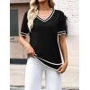 image:imageZeagoo Womens Short Sleeve Sweaters 2026 Summer Lightweight V Neck Pullover Tops Dressy Business Casual Blouses ClothesTz288