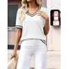 image:imageZeagoo Womens Short Sleeve Sweaters 2026 Summer Lightweight V Neck Pullover Tops Dressy Business Casual Blouses ClothesTz289