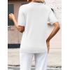 image:imageZeagoo Womens Short Sleeve Sweaters 2026 Summer Lightweight V Neck Pullover Tops Dressy Business Casual Blouses ClothesWhite
