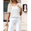 image:imageZeagoo Womens Short Sleeve Sweaters 2026 Summer Lightweight V Neck Pullover Tops Dressy Business Casual Blouses ClothesWhite