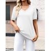 image:imageZeagoo Womens Short Sleeve Sweaters 2026 Summer Lightweight V Neck Pullover Tops Dressy Business Casual Blouses ClothesWhite