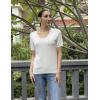 image:imageZeagoo Womens Short Sleeve Sweaters 2026 Summer Lightweight V Neck Pullover Tops Dressy Business Casual Blouses ClothesWhite