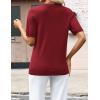 image:imageZeagoo Womens Short Sleeve Sweaters 2026 Summer Lightweight V Neck Pullover Tops Dressy Business Casual Blouses ClothesWine Red