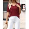 image:imageZeagoo Womens Short Sleeve Sweaters 2026 Summer Lightweight V Neck Pullover Tops Dressy Business Casual Blouses ClothesWine Red