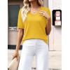 image:imageZeagoo Womens Short Sleeve Sweaters 2026 Summer Lightweight V Neck Pullover Tops Dressy Business Casual Blouses ClothesYellow