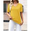 image:imageZeagoo Womens Short Sleeve Sweaters 2026 Summer Lightweight V Neck Pullover Tops Dressy Business Casual Blouses ClothesYellow