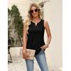 image:imageZeagoo Womens Summer Tank Tops 2026 Pleated V Neck Floral Loose Fit Casual Flowy Boho Tunic Sleeveless ShirtsBlack