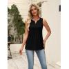 image:imageZeagoo Womens Summer Tank Tops 2026 Pleated V Neck Floral Loose Fit Casual Flowy Boho Tunic Sleeveless ShirtsBlack