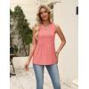 image:imageZeagoo Womens Summer Tank Tops 2026 Pleated V Neck Floral Loose Fit Casual Flowy Boho Tunic Sleeveless ShirtsCoral