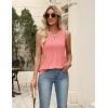 image:imageZeagoo Womens Summer Tank Tops 2026 Pleated V Neck Floral Loose Fit Casual Flowy Boho Tunic Sleeveless ShirtsCoral