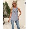 image:imageZeagoo Womens Summer Tank Tops 2026 Pleated V Neck Floral Loose Fit Casual Flowy Boho Tunic Sleeveless ShirtsDh62