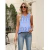 image:imageZeagoo Womens Summer Tank Tops 2026 Pleated V Neck Floral Loose Fit Casual Flowy Boho Tunic Sleeveless ShirtsSf166