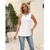 image:imageZeagoo Womens Summer Tank Tops 2026 Pleated V Neck Floral Loose Fit Casual Flowy Boho Tunic Sleeveless ShirtsWhite