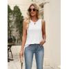image:imageZeagoo Womens Summer Tank Tops 2026 Pleated V Neck Floral Loose Fit Casual Flowy Boho Tunic Sleeveless ShirtsWhite