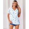 image:imageZeagoo Womens Summer Tops Rolled Short Sleeve V Neck Shirts Casual Dressy Business Work Blouses OutfitsBlue Flowerbf361