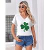 image:imageZeagoo Womens Summer Tops Rolled Short Sleeve V Neck Shirts Casual Dressy Business Work Blouses OutfitsClover Printsp139