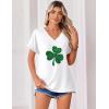 image:imageZeagoo Womens Summer Tops Rolled Short Sleeve V Neck Shirts Casual Dressy Business Work Blouses OutfitsClover Printsp139