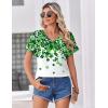 image:imageZeagoo Womens Summer Tops Rolled Short Sleeve V Neck Shirts Casual Dressy Business Work Blouses OutfitsLucky Cloversp77