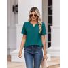 image:imageZeagoo Womens Summer Tops V Neck Short Sleeve Shirts Dressy Casual Blouse Spring Vacation Tshirts ClothesBlue Green
