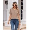 image:imageZeagoo Womens Summer Tops V Neck Short Sleeve Shirts Dressy Casual Blouse Spring Vacation Tshirts ClothesKhaki