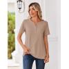 image:imageZeagoo Womens Summer Tops V Neck Short Sleeve Shirts Dressy Casual Blouse Spring Vacation Tshirts ClothesKhaki