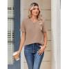 image:imageZeagoo Womens Summer Tops V Neck Short Sleeve Shirts Dressy Casual Blouse Spring Vacation Tshirts ClothesKhaki