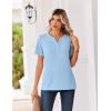 image:imageZeagoo Womens Summer Tops V Neck Short Sleeve Shirts Dressy Casual Blouse Spring Vacation Tshirts ClothesLight Blue