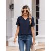 image:imageZeagoo Womens Summer Tops V Neck Short Sleeve Shirts Dressy Casual Blouse Spring Vacation Tshirts ClothesNavy Blue