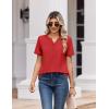 image:imageZeagoo Womens Summer Tops V Neck Short Sleeve Shirts Dressy Casual Blouse Spring Vacation Tshirts ClothesRed