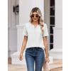 image:imageZeagoo Womens Summer Tops V Neck Short Sleeve Shirts Dressy Casual Blouse Spring Vacation Tshirts ClothesWhite