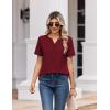 image:imageZeagoo Womens Summer Tops V Neck Short Sleeve Shirts Dressy Casual Blouse Spring Vacation Tshirts ClothesWine Red