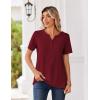 image:imageZeagoo Womens Summer Tops V Neck Short Sleeve Shirts Dressy Casual Blouse Spring Vacation Tshirts ClothesWine Red