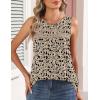 image:imageZeagoo Womens Tank Tops 2026 Summer Pleated Scoop Neck Sleeveless Lace Crochet Boho Tops Dressy Casual Loose Fit BlousesBeige Black Print