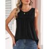 image:imageZeagoo Womens Tank Tops 2026 Summer Pleated Scoop Neck Sleeveless Lace Crochet Boho Tops Dressy Casual Loose Fit BlousesBlack