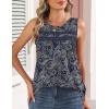 image:imageZeagoo Womens Tank Tops 2026 Summer Pleated Scoop Neck Sleeveless Lace Crochet Boho Tops Dressy Casual Loose Fit BlousesBlack Boho Print