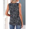 image:imageZeagoo Womens Tank Tops 2026 Summer Pleated Scoop Neck Sleeveless Lace Crochet Boho Tops Dressy Casual Loose Fit BlousesBlack Boho Print