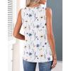 image:imageZeagoo Womens Tank Tops 2026 Summer Pleated Scoop Neck Sleeveless Lace Crochet Boho Tops Dressy Casual Loose Fit BlousesBlue Flower