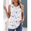 image:imageZeagoo Womens Tank Tops 2026 Summer Pleated Scoop Neck Sleeveless Lace Crochet Boho Tops Dressy Casual Loose Fit BlousesBlue Flower