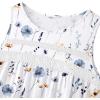 image:imageZeagoo Womens Tank Tops 2026 Summer Pleated Scoop Neck Sleeveless Lace Crochet Boho Tops Dressy Casual Loose Fit BlousesBlue Flower