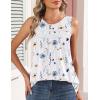 image:imageZeagoo Womens Tank Tops 2026 Summer Pleated Scoop Neck Sleeveless Lace Crochet Boho Tops Dressy Casual Loose Fit BlousesBlue Flower
