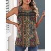 image:imageZeagoo Womens Tank Tops 2026 Summer Pleated Scoop Neck Sleeveless Lace Crochet Boho Tops Dressy Casual Loose Fit BlousesBrown Boho Print