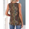 image:imageZeagoo Womens Tank Tops 2026 Summer Pleated Scoop Neck Sleeveless Lace Crochet Boho Tops Dressy Casual Loose Fit BlousesBrown Boho Print