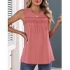 image:imageZeagoo Womens Tank Tops 2026 Summer Pleated Scoop Neck Sleeveless Lace Crochet Boho Tops Dressy Casual Loose Fit BlousesCoral