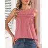 image:imageZeagoo Womens Tank Tops 2026 Summer Pleated Scoop Neck Sleeveless Lace Crochet Boho Tops Dressy Casual Loose Fit BlousesCoral