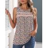 image:imageZeagoo Womens Tank Tops 2026 Summer Pleated Scoop Neck Sleeveless Lace Crochet Boho Tops Dressy Casual Loose Fit BlousesFloral Pink