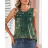 image:imageZeagoo Womens Tank Tops 2026 Summer Pleated Scoop Neck Sleeveless Lace Crochet Boho Tops Dressy Casual Loose Fit BlousesGreen Flower