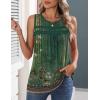 image:imageZeagoo Womens Tank Tops 2026 Summer Pleated Scoop Neck Sleeveless Lace Crochet Boho Tops Dressy Casual Loose Fit BlousesGreen Flower